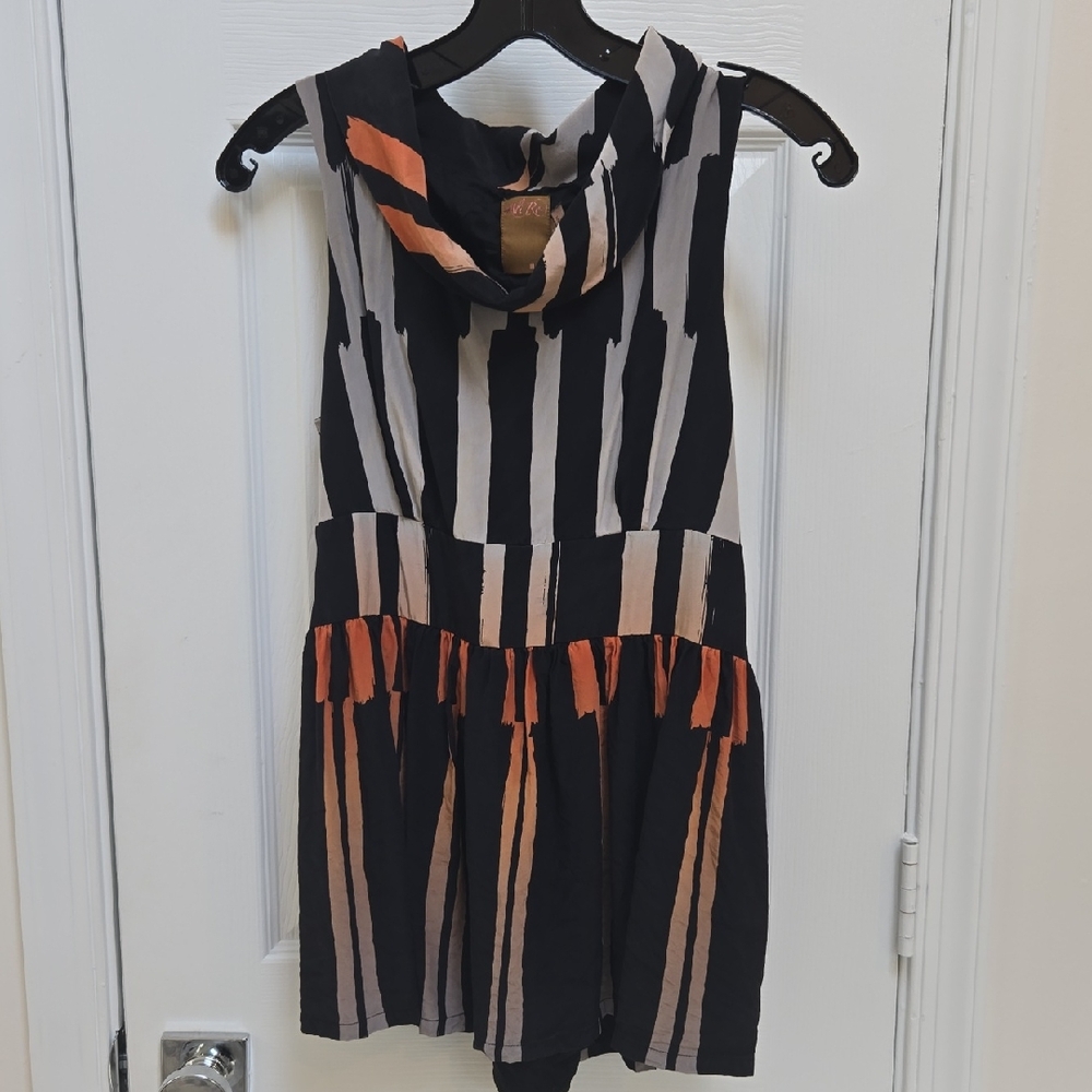 Ali Ro Black and Orange Cowl Neck Tunic